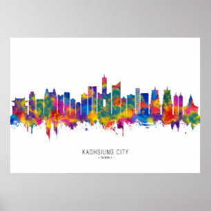 Kaohsiung City Taiwan Skyline Poster