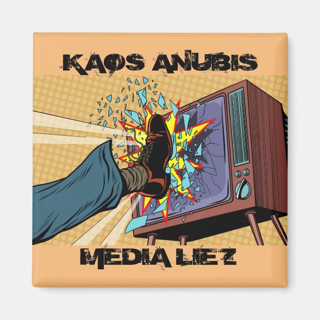 Kaos Anubis MEDIA LIEZ 2 Inch Square Magnet (Front)