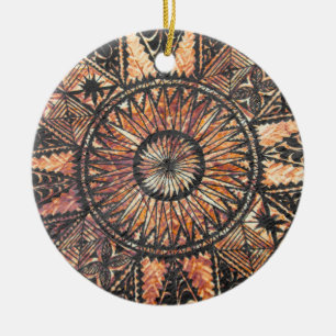 Kapa Primitive Hawaiian Tattoo Tapa Ceramic Tree Decoration