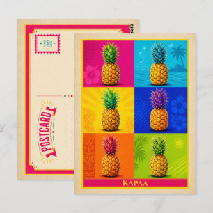 Kapaa Postcard Hawaii Pineapple Vintage Pop Art