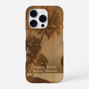 Kapaa Sunset Hawaiian Faux Koa Wood iPhone 16 Pro Case