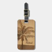 Kapaa Sunset Hawaiian Faux Koa Wood Luggage Tags
