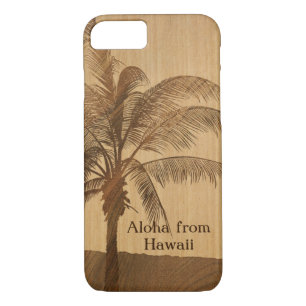 Kapaa Sunset Hawaiian Faux Koa Wood Single Palm iPhone 8/7 Case
