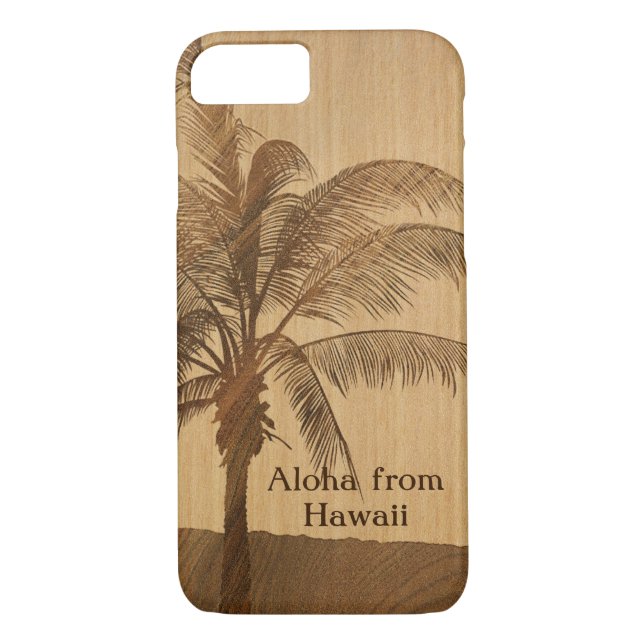 Kapaa Sunset Hawaiian Faux Koa Wood Single Palm Case-Mate iPhone Case (Back)