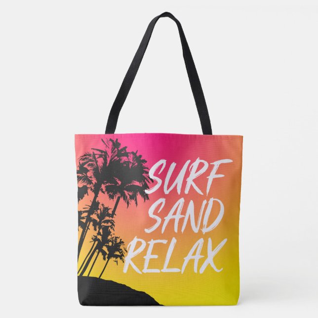 Kapaa Sunset Hawaiian Palm Tree Reversible Tote Bag (Front)