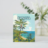 Kapalua Maui Hawaii Bay Beach Vacation Retro Card (Standing Front)