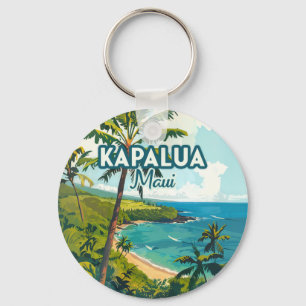 Kapalua Maui Hawaii Bay Beach Vacation Retro Key Ring