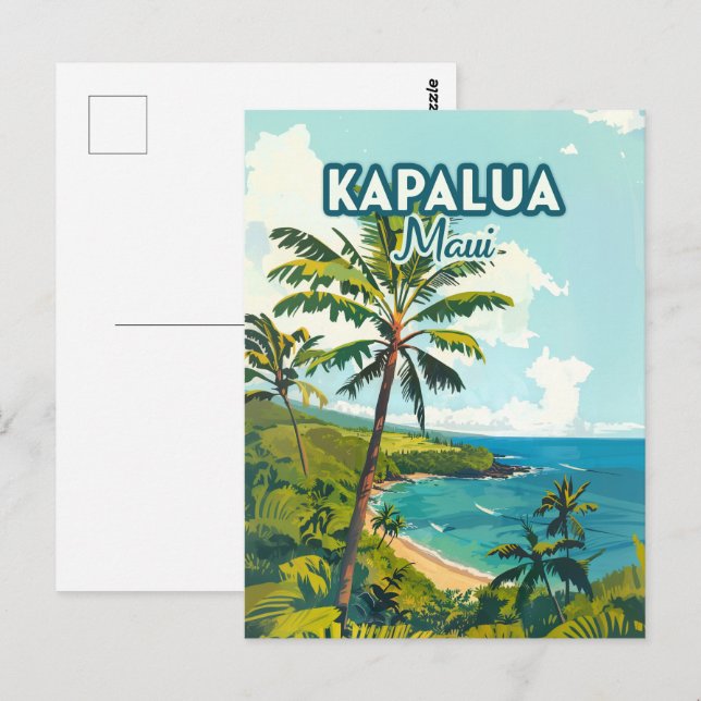 Kapalua Maui Hawaii Bay Beach Vacation Retro Postcard (Front/Back)
