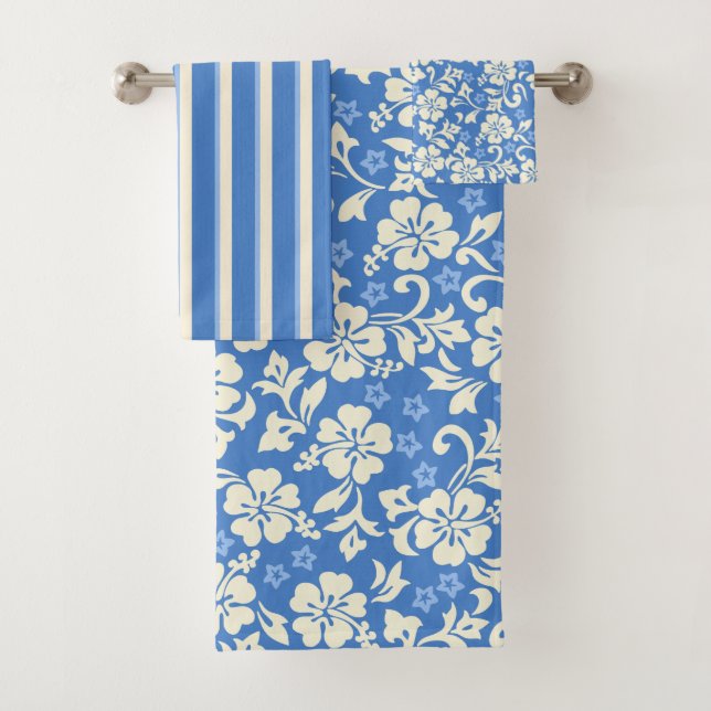 Kapalua Pareau Hawaiian Hibiscus Coordinates- Peri Bath Towel Set (Insitu)
