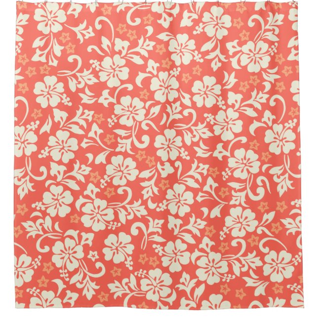 Kapalua Pareau Hawaiian Hibiscus - Coral Shower Curtain (Front)