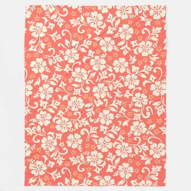 Kapalua Pareau Hawaiian Hibiscus Fleece Blanket (Front)