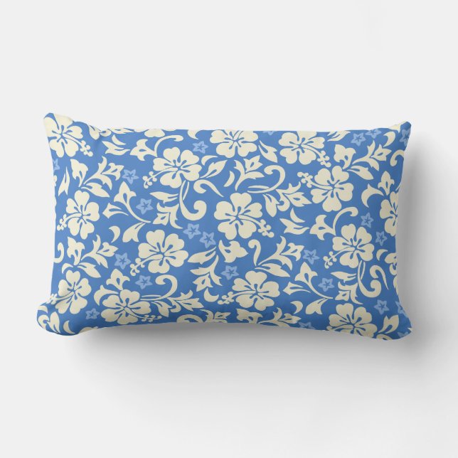 Kapalua Pareau Hawaiian Hibiscus Reversible Stripe Lumbar Cushion (Front)