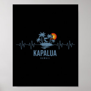 Kapalua Y Hawaii Vintage 80s Sunset Heartbeat  Poster
