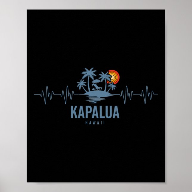 Kapalua Y Hawaii Vintage 80s Sunset Heartbeat  Poster (Front)