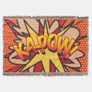 KAPOW Fun Retro Comic Book Pop Art Throw Blanket
