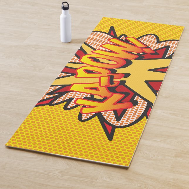 KAPOW Fun Retro Comic Book Pop Art Yoga Mat (In Situ)