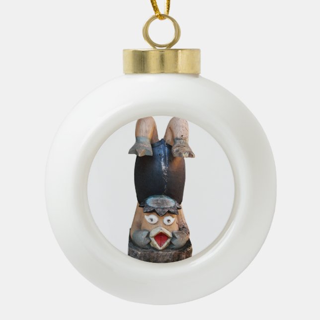 Kappa 河童 Handstand Ceramic Ball Christmas Ornament (Front)