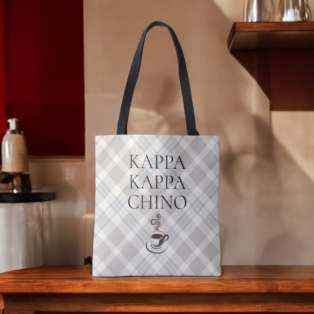 Kappa Kappa Chino Funny Coffee Lover Plaid Tote Bag (A great gift idea for the coffee lover!)