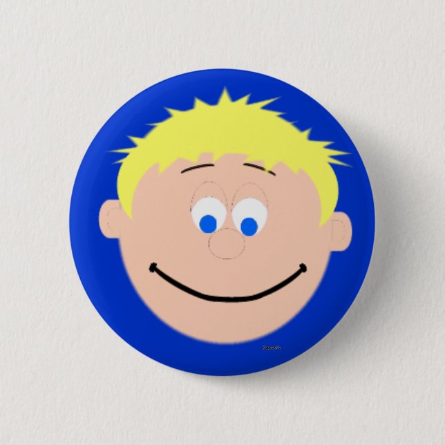 Kapskids Boy Blonde Blue Eyed Face Button Badge (Front)