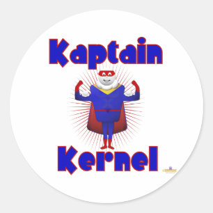 Kaptain Kernel Popcorn Superhero Classic Round Sticker