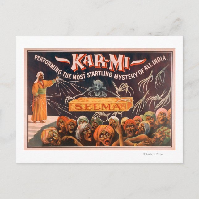 Kar-mi "The Most Startling Mystery of All India" Postcard (Front)