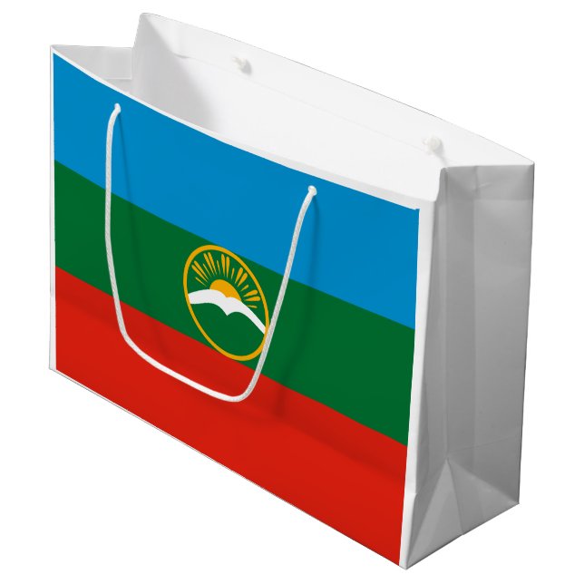 Karachay Cherkessia Flag Large Gift Bag (Front Angled)