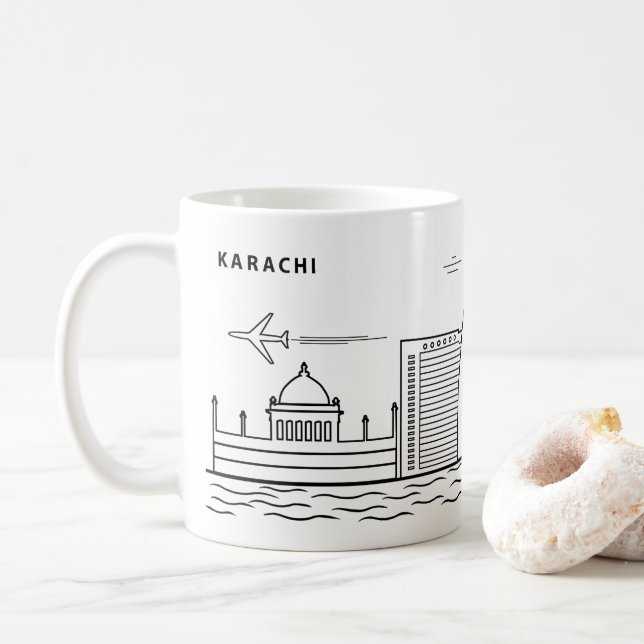 KARACHI LINE ART COFFEE MUG (With Donut)