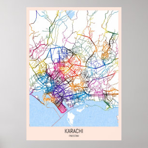 Karachi Pakistan City Map Poster