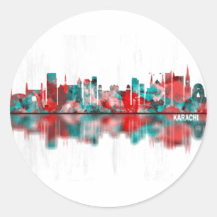Karachi Pakistan Skyline Classic Round Sticker