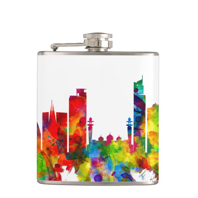 Karachi Pakistan Skyline Hip Flask (Front)