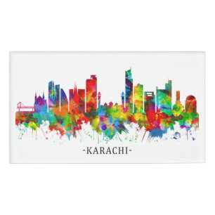 Karachi Pakistan Skyline Name Tag