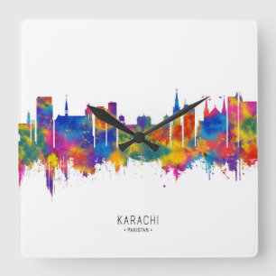 Karachi Pakistan Skyline Square Wall Clock