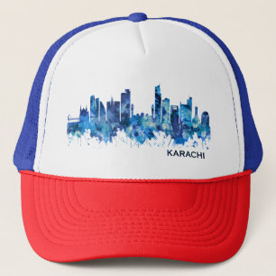 Karachi Skyline Pakistan Blue Trucker Hat
