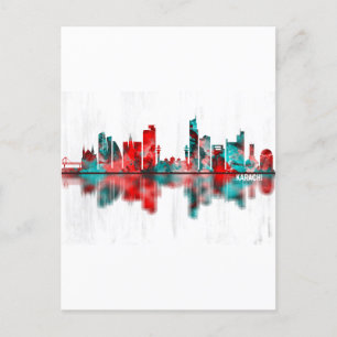 Karachi Skyline Pakistan Invitation Postcard