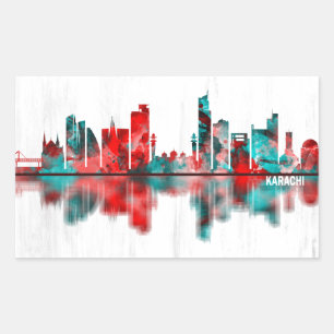 Karachi Skyline Pakistan Rectangular Sticker
