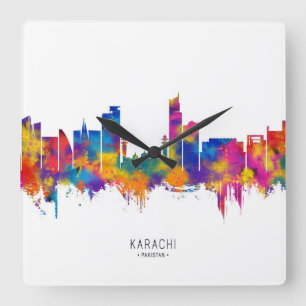 Karachi Skyline Pakistan Square Wall Clock