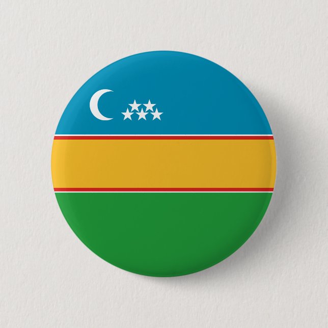 Karakalpakstan Flag 6 Cm Round Badge (Front)