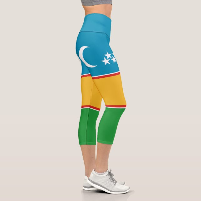 Karakalpakstan Flag Capri Leggings (Right)