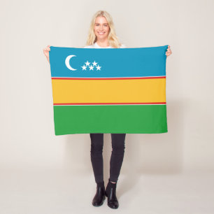 Karakalpakstan Flag Fleece Blanket