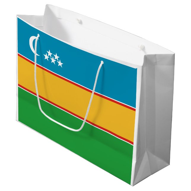 Karakalpakstan Flag Large Gift Bag (Front Angled)