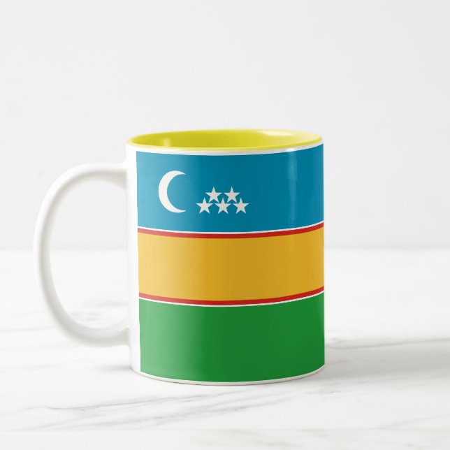 Karakalpakstan Flag Two-Tone Coffee Mug (Left)