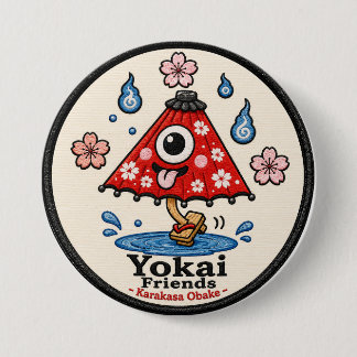 Karakasa Obake Japanese Yokai Pin Button, Cute Umb