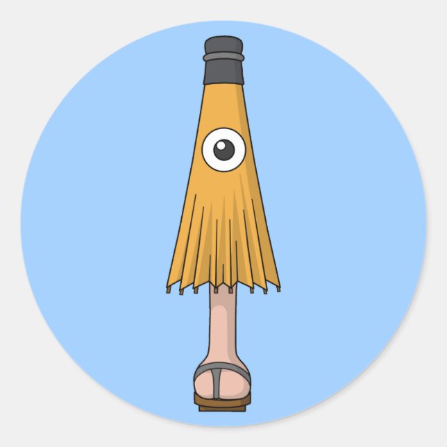 Karakasa-obake (Umbrella Ghost) Classic Round Sticker (Front)