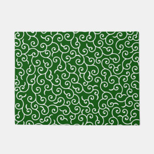Karakusa Green and White Motive Doormat