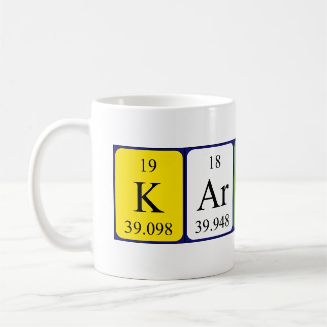 Karalina periodic table name mug (Left)