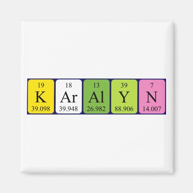 Karalyn periodic table name magnet (Front)