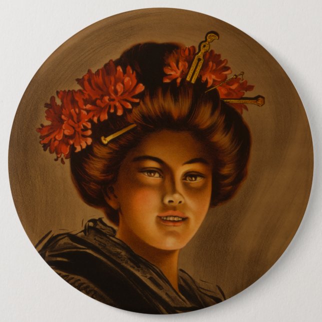 Karama: Japanese Romance Geisha Actress 6 Cm Round Badge (Front)