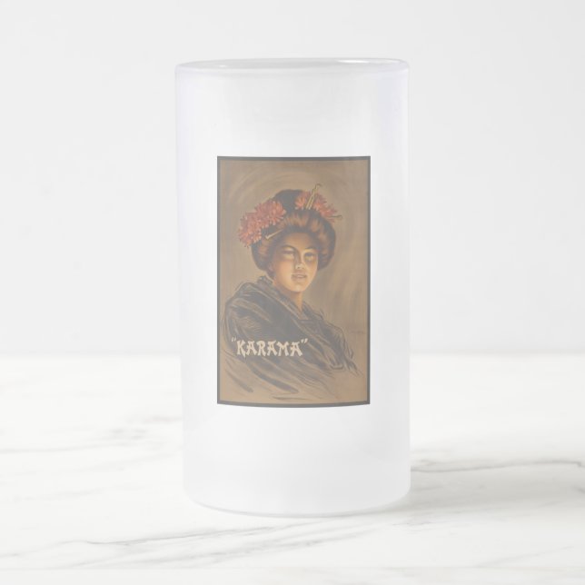 Karama: Japanese Romance Geisha Actress Frosted Glass Beer Mug (Center)