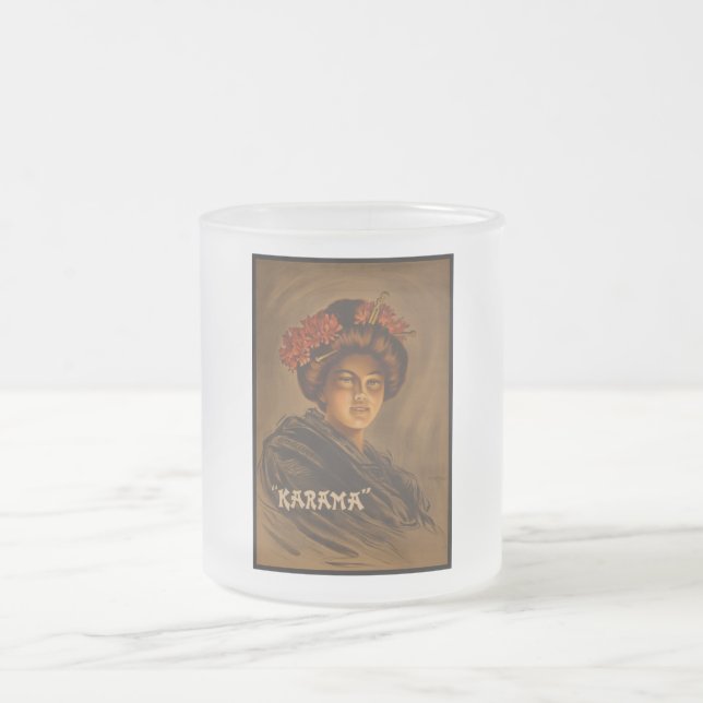 Karama: Japanese Romance Geisha Actress Frosted Glass Coffee Mug (Center)