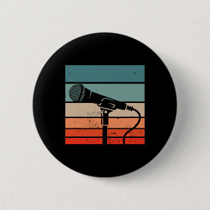 Karaoke Bar Vintage Microphone Singing Song Party  6 Cm Round Badge